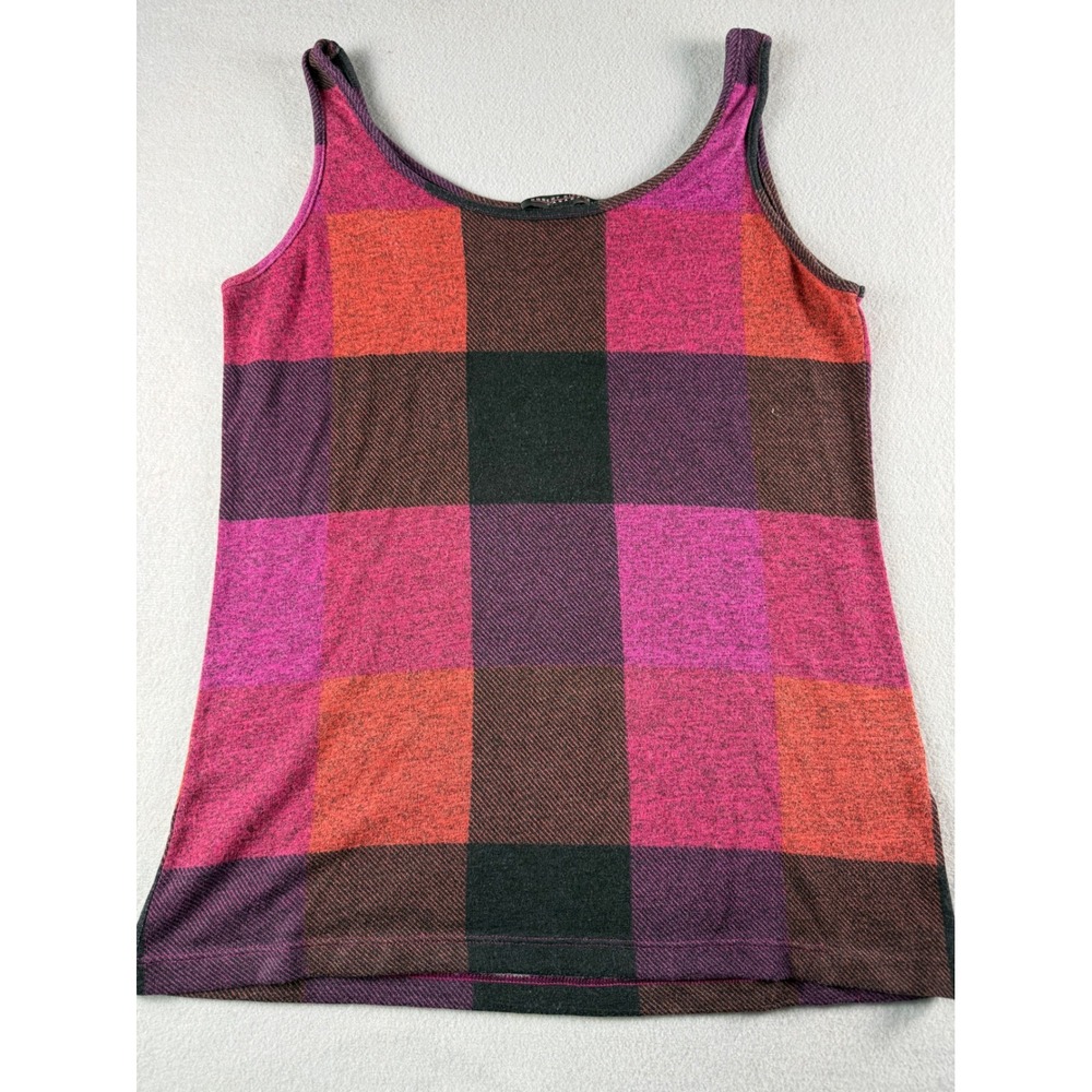 Robert Kitchen Tank Top Womens XL Plaid Knit Scoop Neck Pink Orange Canada